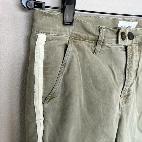 FRAME Le Beau Duo Tape Chino Pants Army Green Washed Old White Women’s 27 - Picture 7 of 11